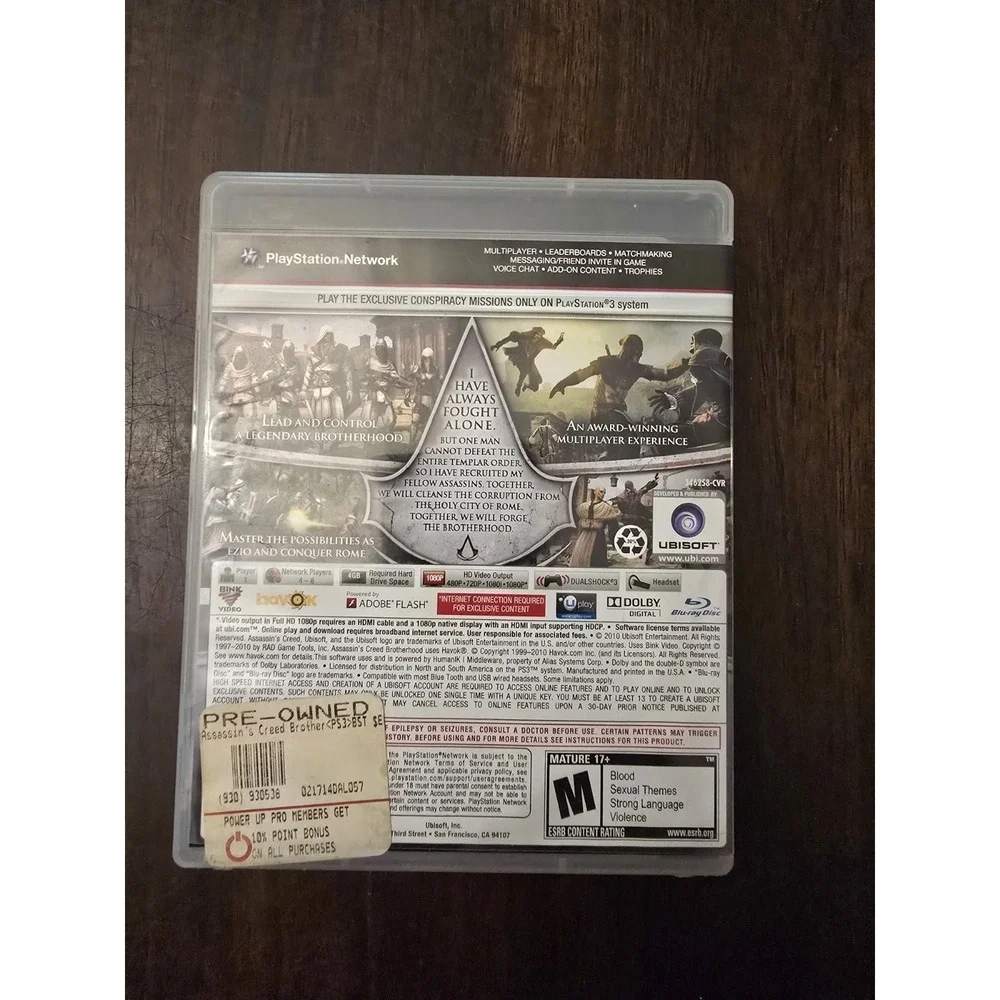 Assassin's Creed: Brotherhood Sony PlayStation 3 PS3‎ Video Game Complete F/S